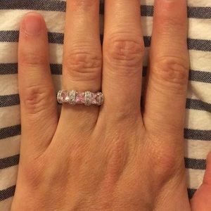 Pink and white diamond ring